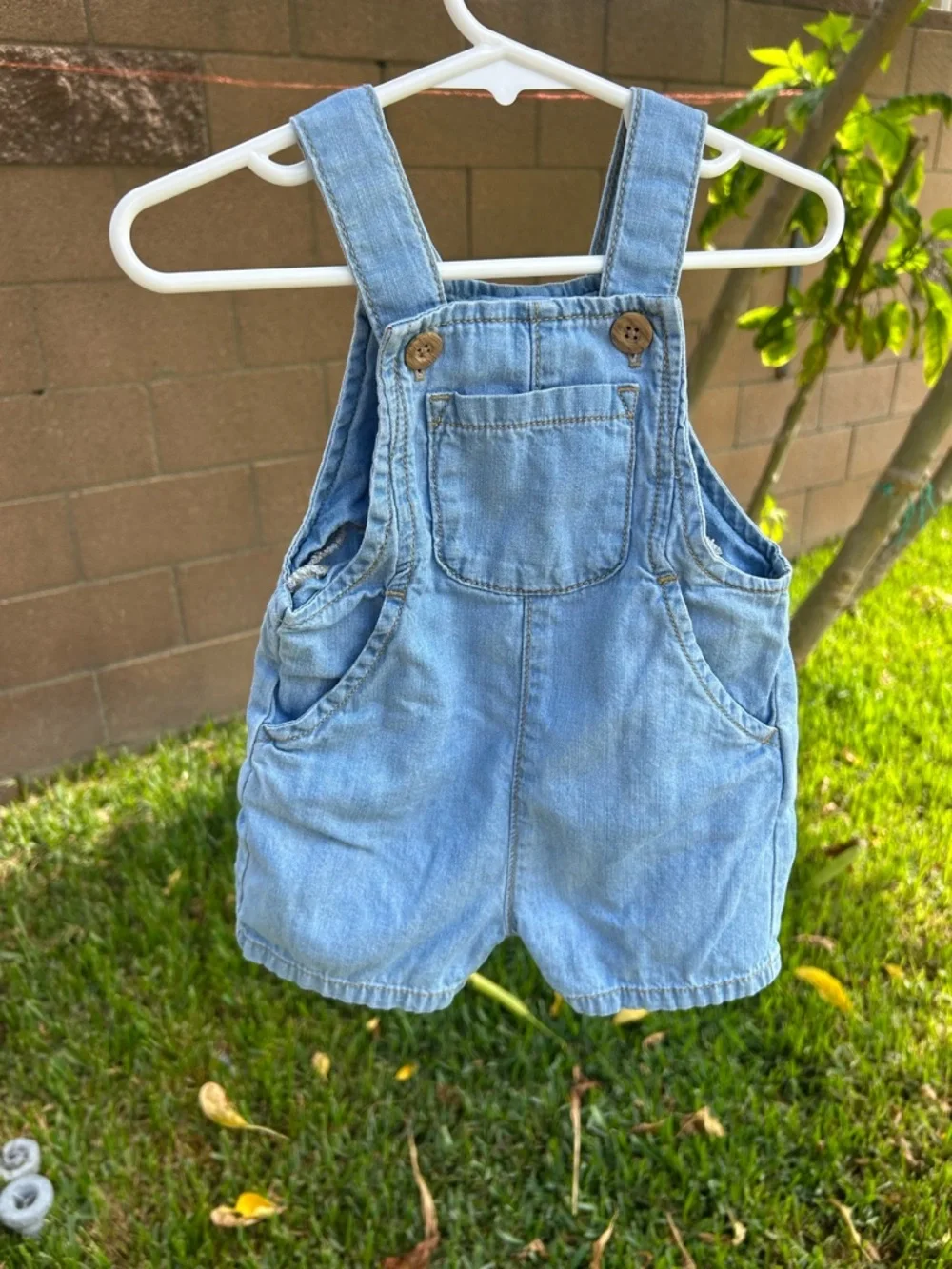 Carter's Light Blue Denim Short Overalls